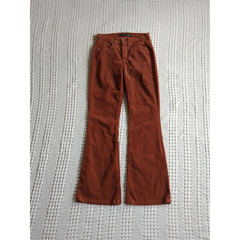Veronica Beard Flared Corduroy Pants Rust Burnt Orange 26X31 Mid Rise Silhouette